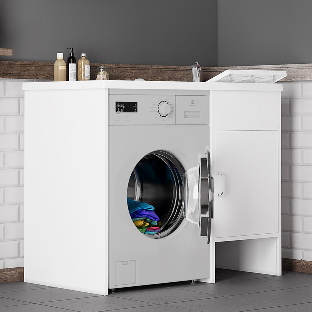 Mobile copri lavatrice 109x60 con lavatoio a destra e asse incluso