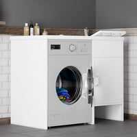 Mobile copri lavatrice 109x60 con lavatoio a destra e asse incluso