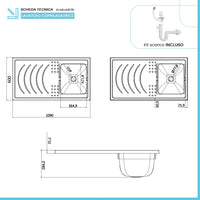 Mobile copri lavatrice 109x60 con lavatoio a destra e asse incluso