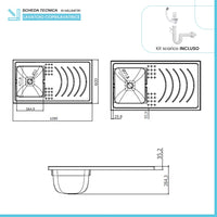 Mobile copri lavatrice 109x60 con lavatoio a sinistra e asse incluso