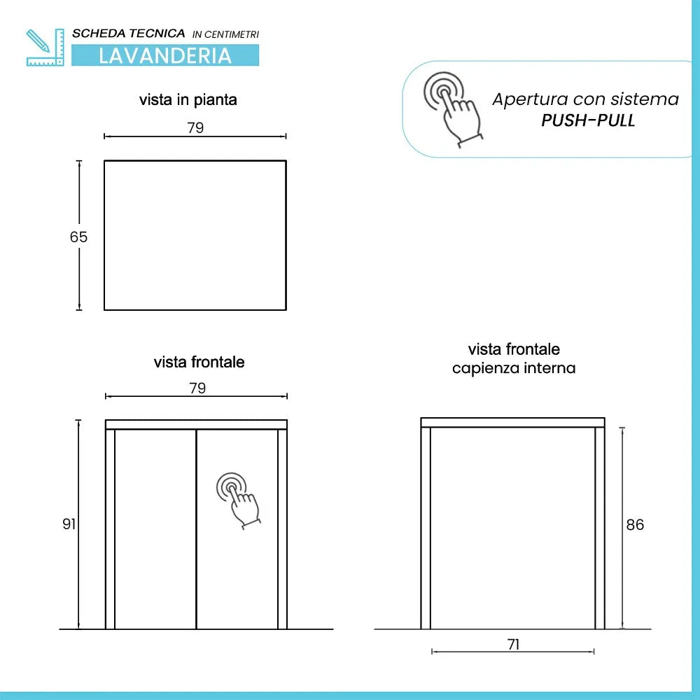 Mobile coprilavatrice con ante 79x91 cm effetto legno e bianco Wanda