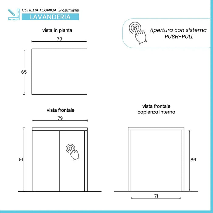 Mobile coprilavatrice con ante 79x91 cm effetto legno e bianco Wanda