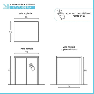 Mobile coprilavatrice con ante 79x91 cm tortora e pietra Wanda