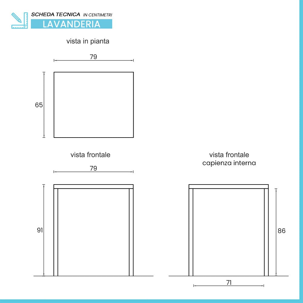 Mobile coprilavatrice e asciugatrice aperto 79x91 effetto legno Wanda
