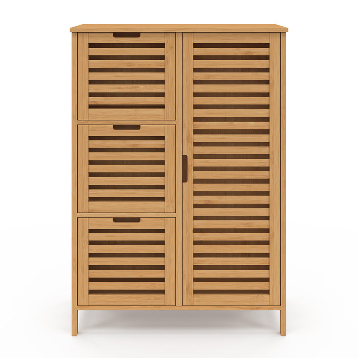 IDMarket - Mobile da bagno BEA a 3 cassetti in bambù con armadietto