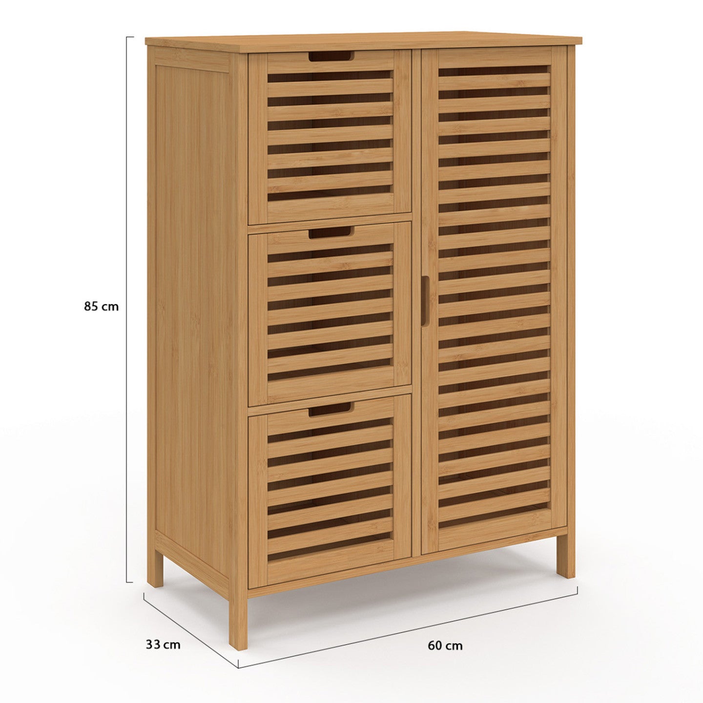 IDMarket - Mobile da bagno BEA a 3 cassetti in bambù con armadietto