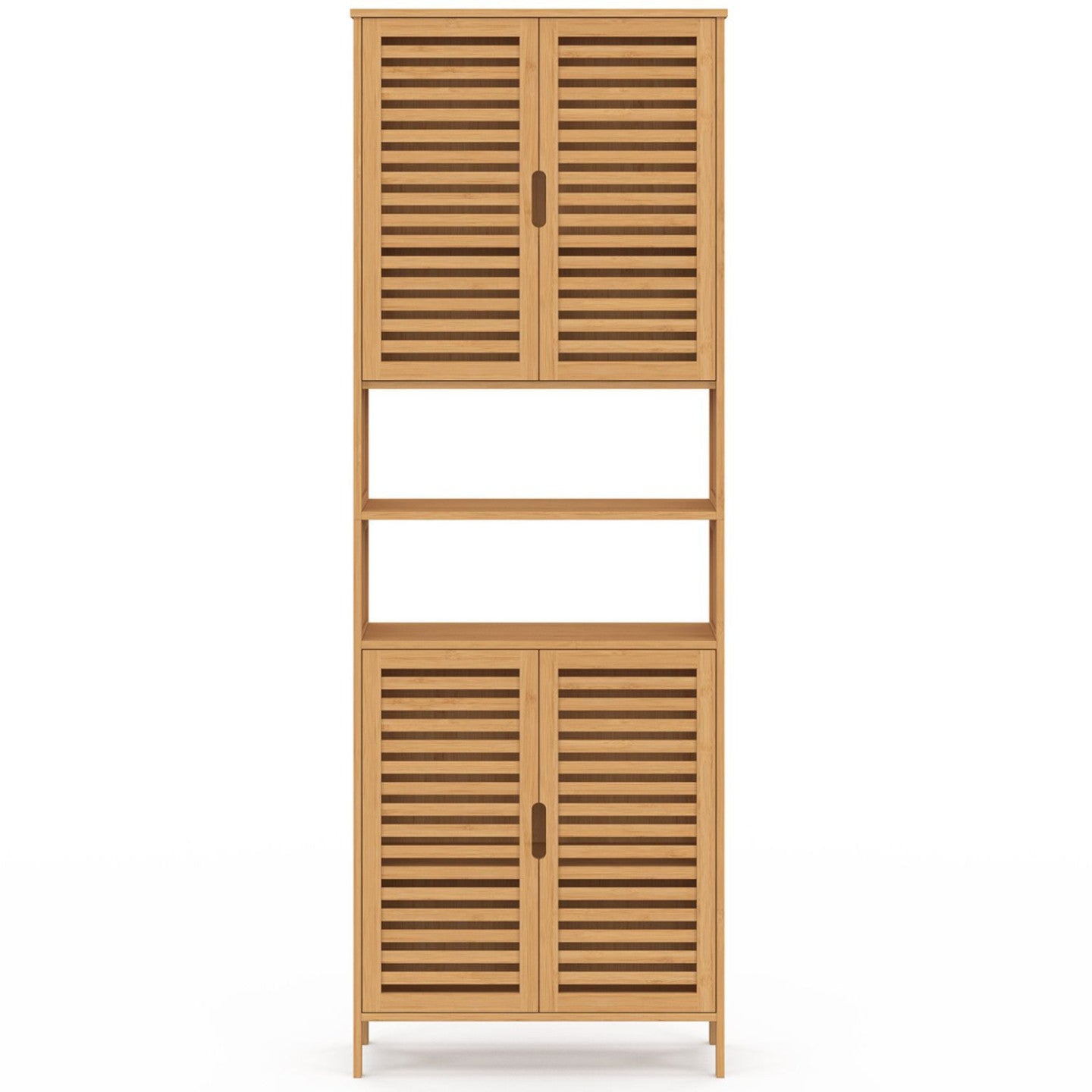 IDMarket - Mobile da bagno BEA in bambù con 4 ante e 2 nicchie