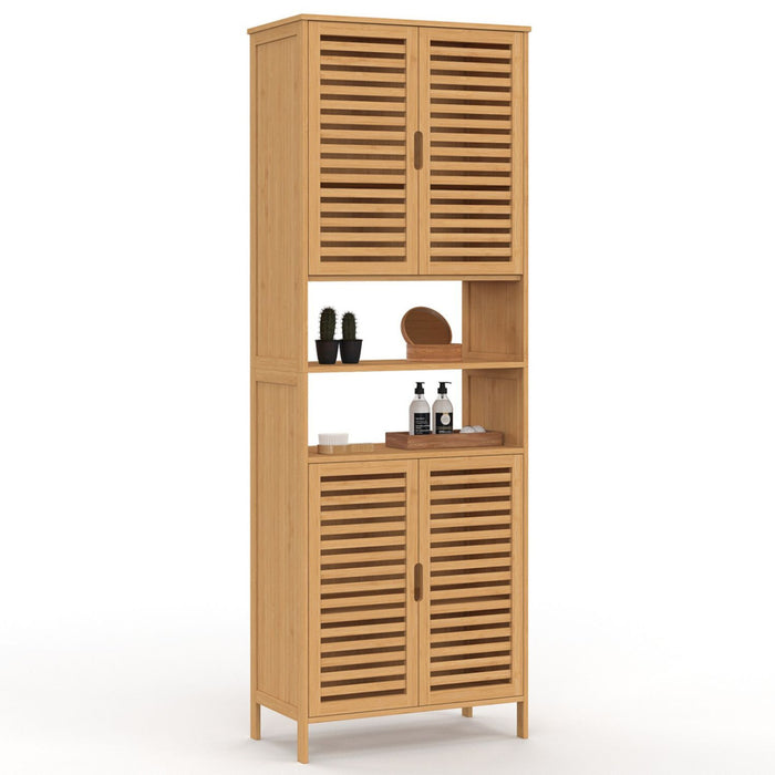 IDMarket - Mobile da bagno BEA in bambù con 4 ante e 2 nicchie