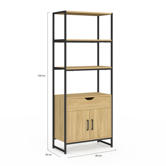 IDMarket - Mobile da bagno DETROIT 3 ripiani 1 armadio 1 cassetto design industriale