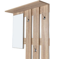 IDMarket - Mobile da ingresso, appendiabiti con specchio, design in legno faggio e ante bianco PAULIN