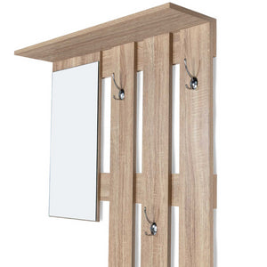 IDMarket - Mobile da ingresso, appendiabiti con specchio, design in legno faggio e ante nero PAULIN