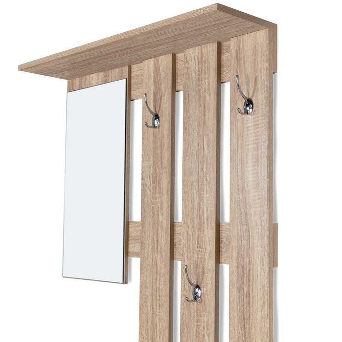 IDMarket - Mobile da ingresso, appendiabiti con specchio, design in legno faggio e ante nero PAULIN
