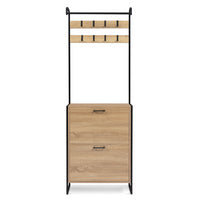 IDMarket - Mobile da ingresso, appendiabiti e scarpiera 2 ante di design industriale DETROIT