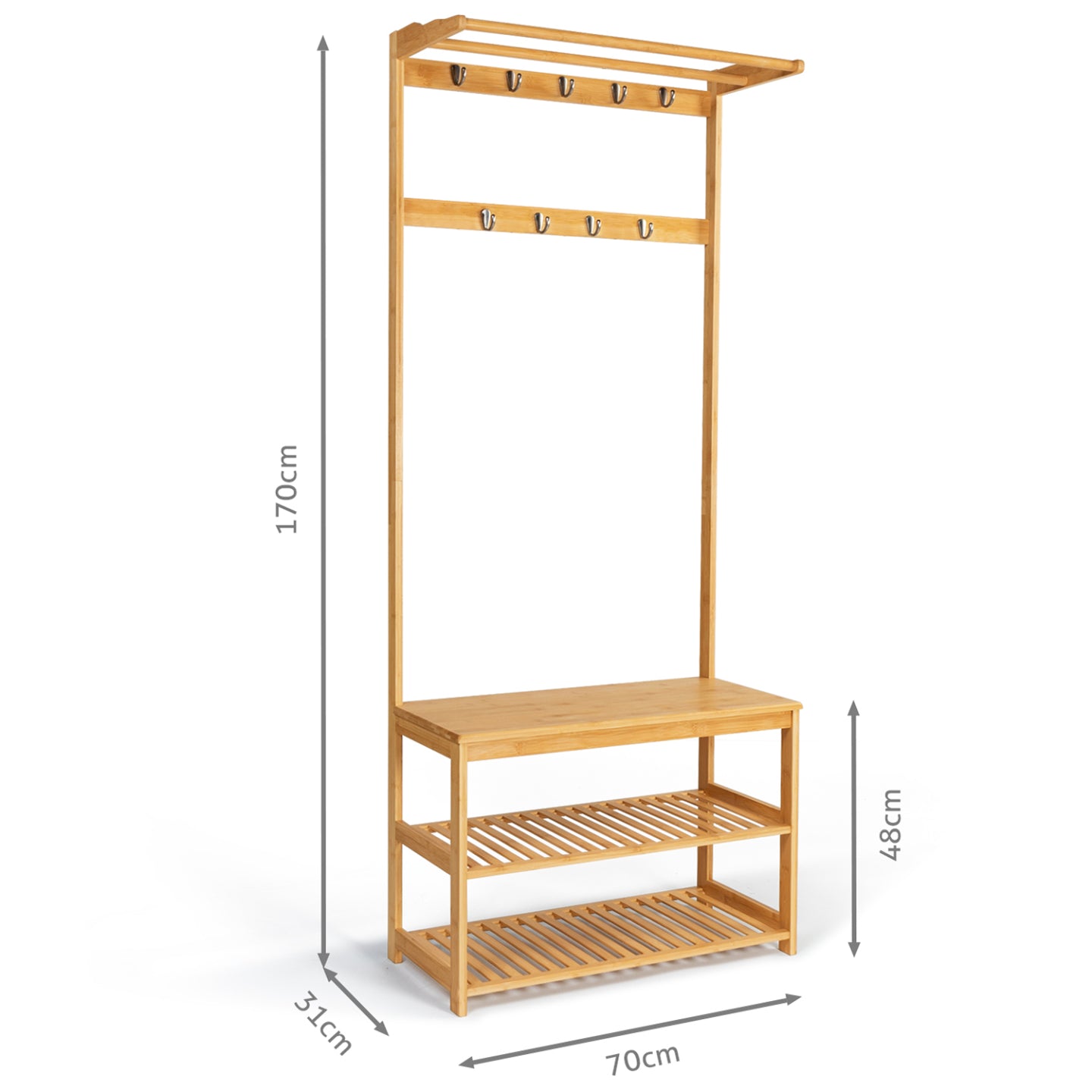 IDMarket - Mobile da ingresso, appendiabiti e scarpiere in bambù LANA
