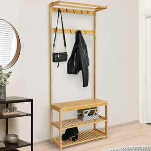 IDMarket - Mobile da ingresso, appendiabiti e scarpiere in bambù LANA