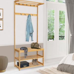 IDMarket - Mobile da ingresso, appendiabiti e scarpiere in bambù LANA