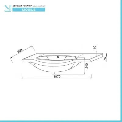 Mobile da Terra 105 cm in rovere bianco completo di specchio con pensile e LED
