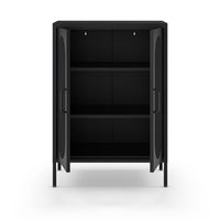 Mobile in metallo Diora nero con ante reticolate 70x40x100H – Design industriale, anima versatile