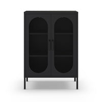 Mobile in metallo Diora nero con ante reticolate 70x40x100H – Design industriale, anima versatile