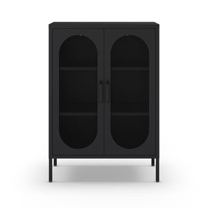 Mobile in metallo Diora nero con ante reticolate 70x40x100H – Design industriale, anima versatile