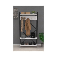 Mobile ingresso appendiabiti struttura in metallo e ripiani bianco Navis