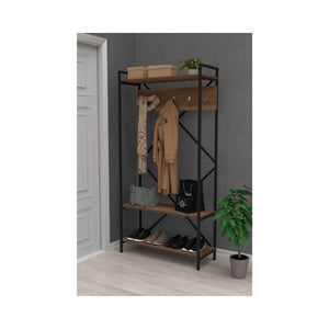 Mobile ingresso appendiabiti struttura in metallo e ripiani noce Navis
