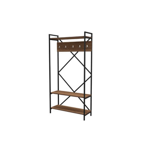 Mobile ingresso appendiabiti struttura in metallo e ripiani noce Navis