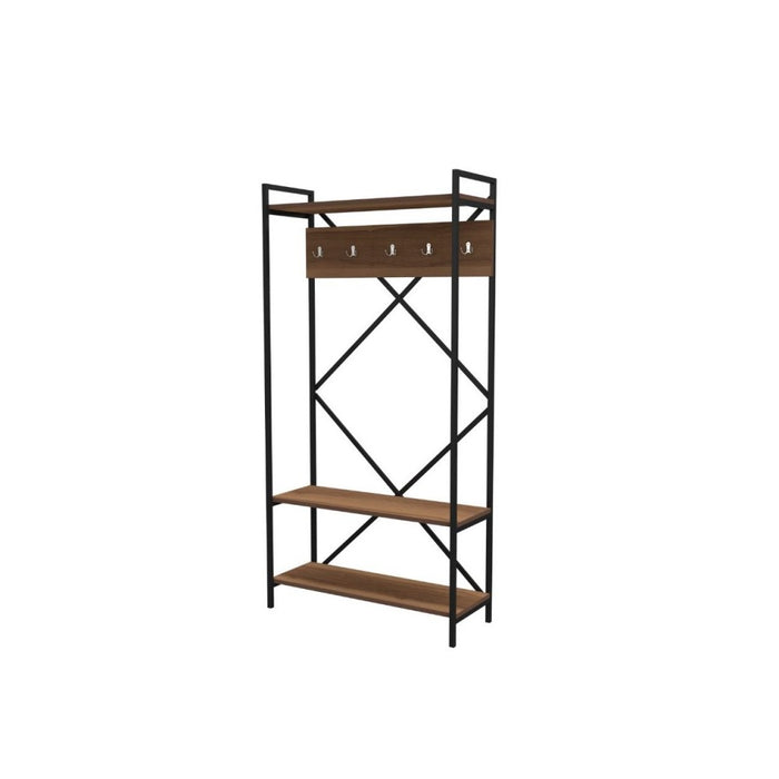 Mobile ingresso appendiabiti struttura in metallo e ripiani noce Navis