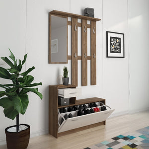 Mobile ingresso con scarpiera Rudolf colore noce eastwood e spatolato