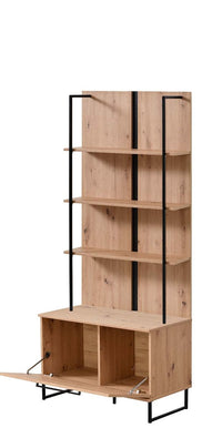 Mobile ingresso industry con ripiani e ribalta, finitura Rovere e Nero, ZFM43280011