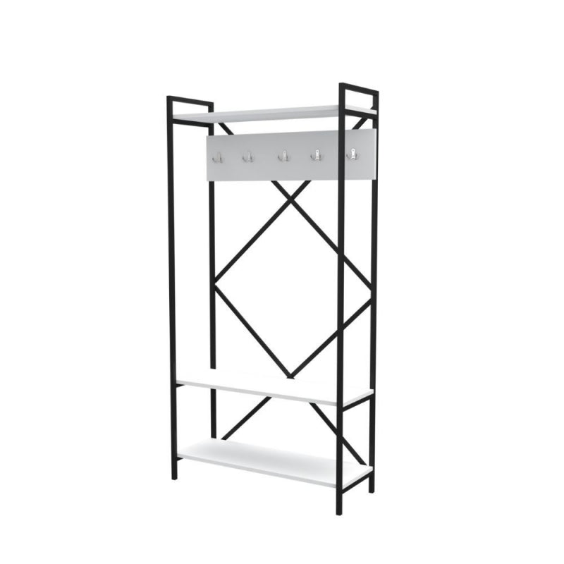 Mobile ingresso Navis bianco con appendiabiti e rastrelliera