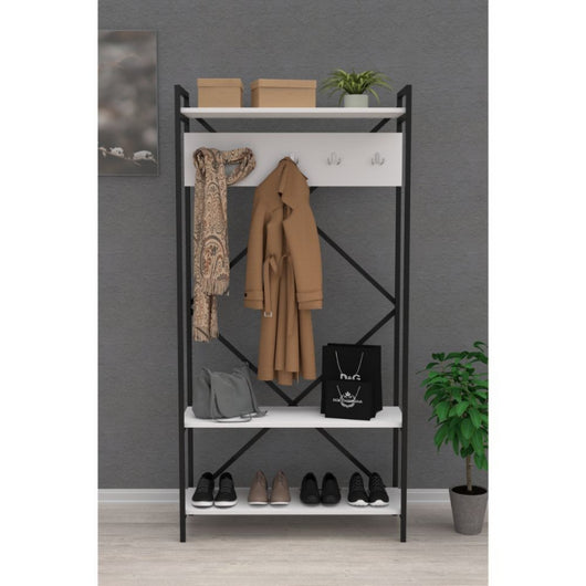 Mobile ingresso Navis bianco con appendiabiti e rastrelliera