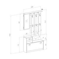 Mobile ingresso Rudolf con scarpiera colore beton e bianco
