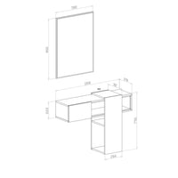 Mobile ingresso sospeso Mog cemento e bianco con specchio