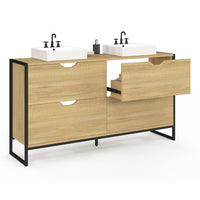 IDMarket - Mobile lavabo doppio DETROIT 4 cassetti design industriale