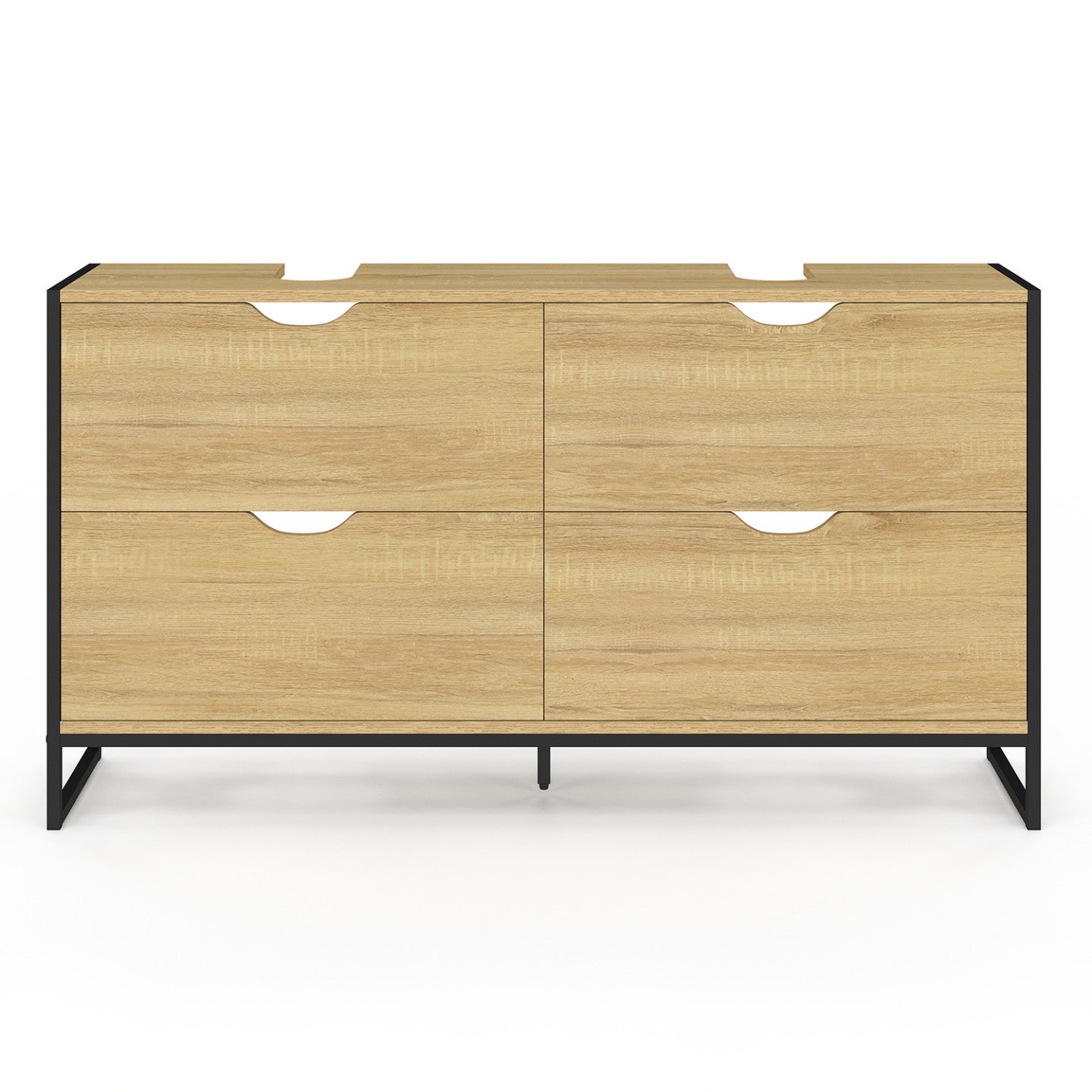 IDMarket - Mobile lavabo doppio DETROIT 4 cassetti design industriale