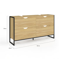 IDMarket - Mobile lavabo doppio DETROIT 4 cassetti design industriale