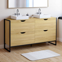 IDMarket - Mobile lavabo doppio DETROIT 4 cassetti design industriale