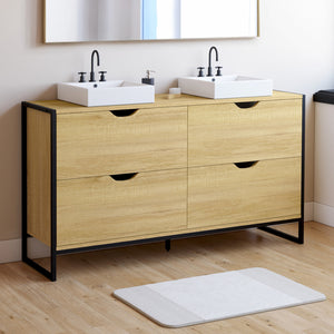IDMarket - Mobile lavabo doppio DETROIT 4 cassetti design industriale