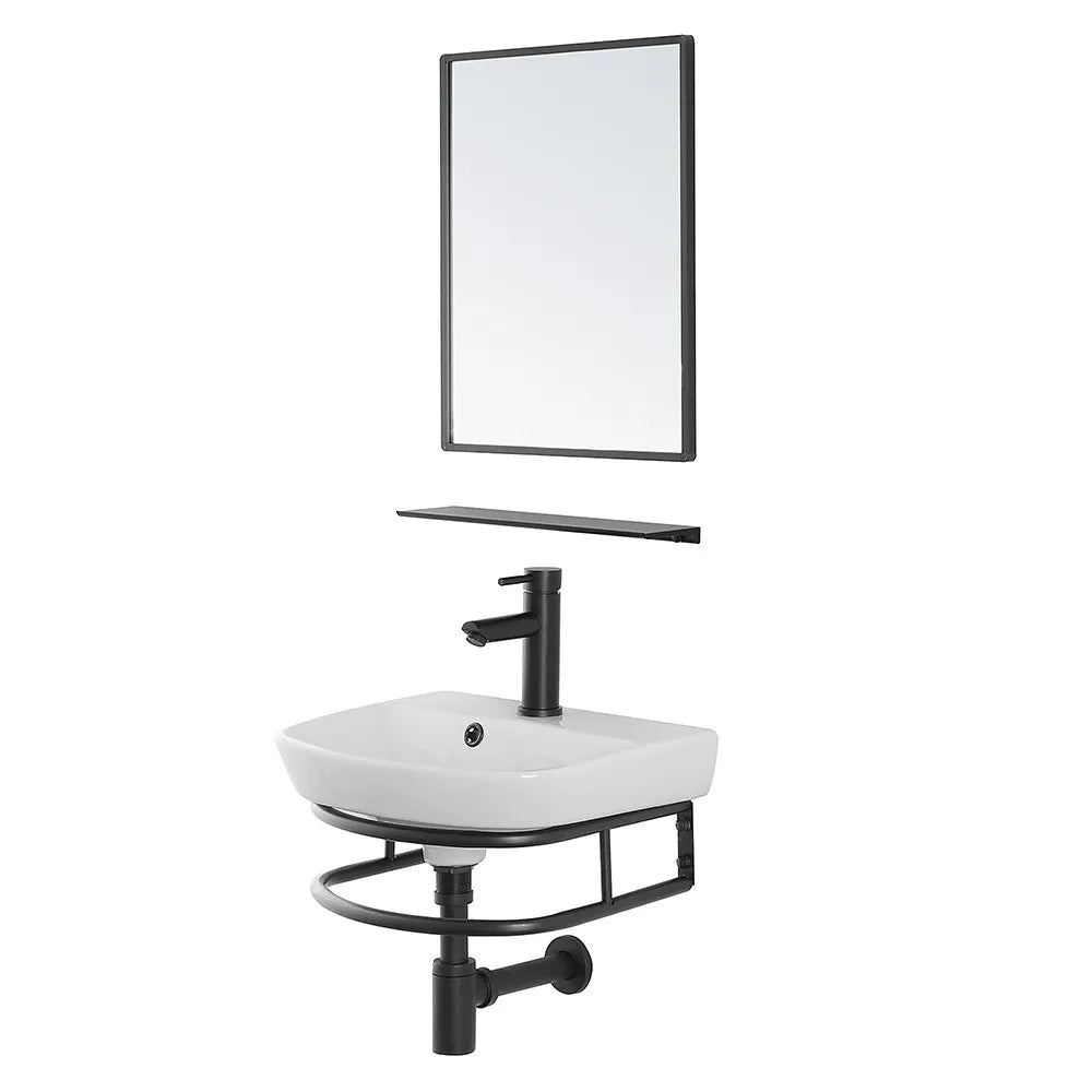 Mobile lavabo sospeso 45 cm salvaspazio in stile industrial Borg