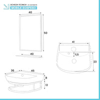 Mobile lavabo sospeso 45 cm salvaspazio in stile industrial Borg