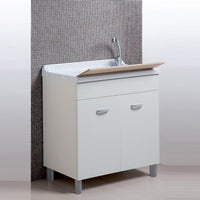 Mobile lavanderia bianco opaco 80x50 con lavabo in abs