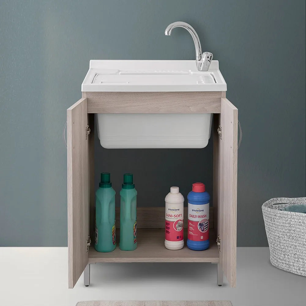 Mobile lavanderia da interno 60 cm olmo con strofinatoio incluso