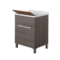 Mobile Lavatoio 2 Ante Rovere Scuro L.60 Con Vasca E Asse