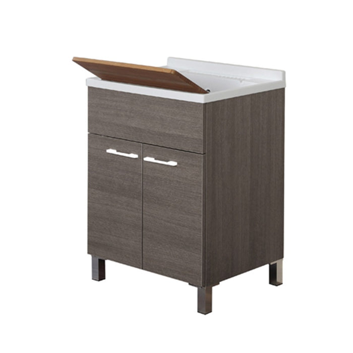 Mobile Lavatoio 2 Ante Rovere Scuro L.60 Con Vasca E Asse