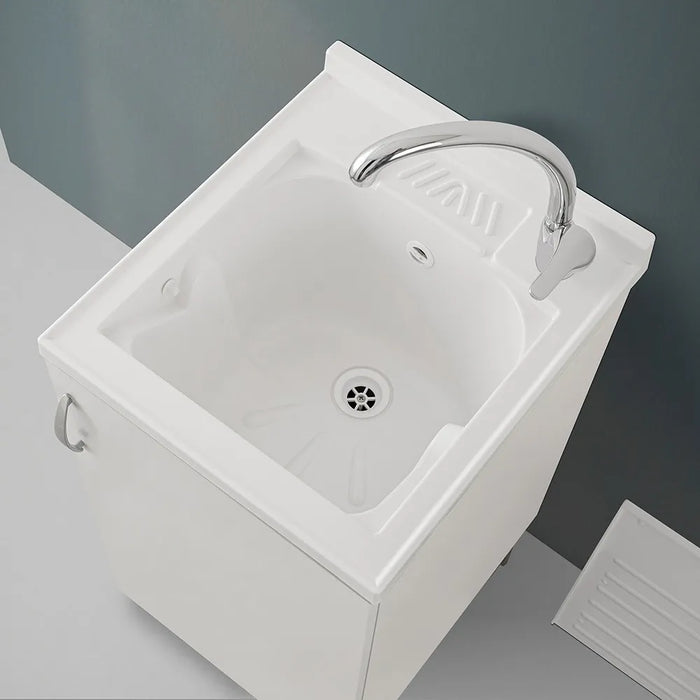 Mobile lavatoio 45 bianco con vasca in resina completa di asse