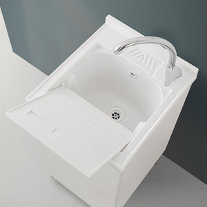 Mobile lavatoio 45 bianco con vasca in resina completa di asse