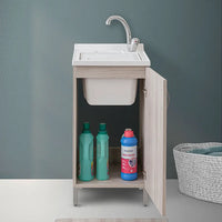 Mobile lavatoio 45 olmo con vasca in resina e strofinatoio