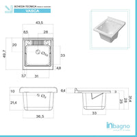 Mobile lavatoio 45x50 bianco con serranda vasca e asse lavapanni