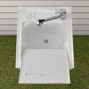 Mobile lavatoio 45x50 bianco con serranda vasca e asse lavapanni